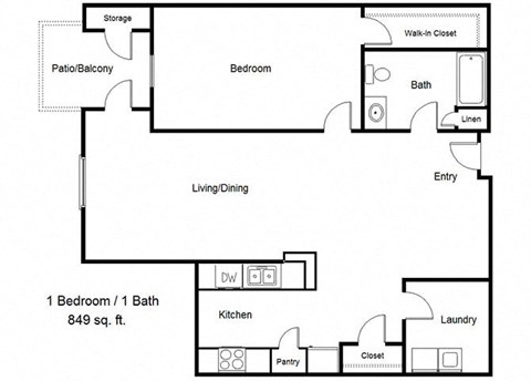 1 bedroom floor plan